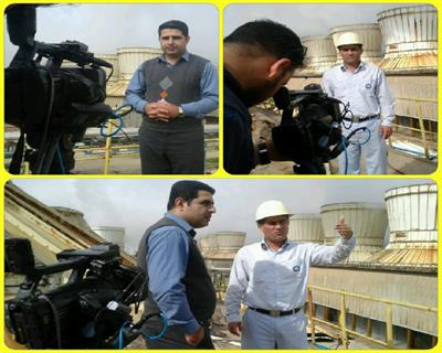 حضور تیم خبری صداوسیمای خوزستان  جهت گزارش خبری از تعمیرات اساسی برج خنک کن نیروگاه رامین